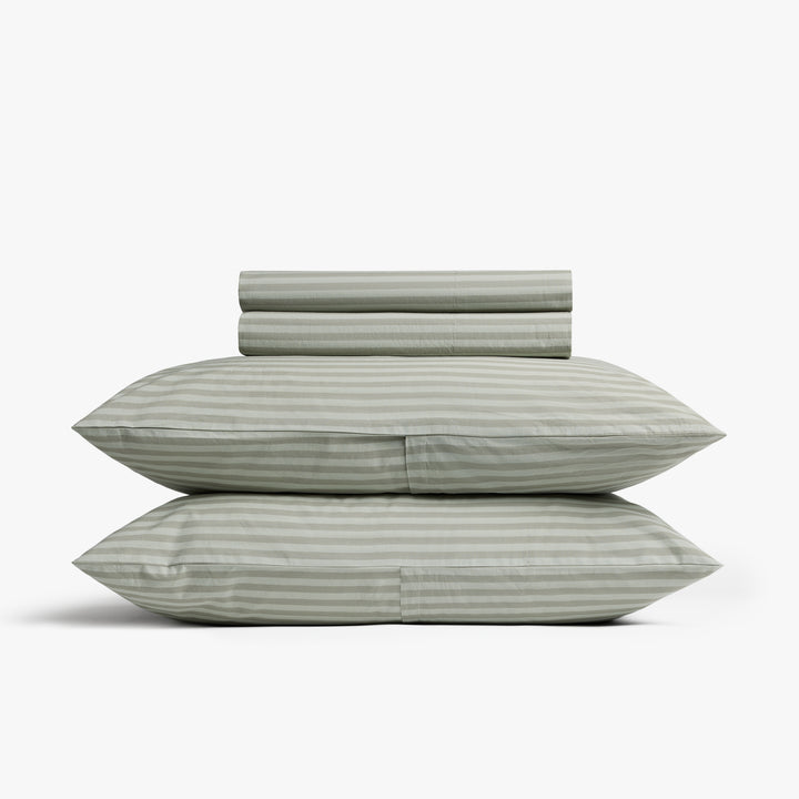 Percale Sheet Set - Moss Stripe F/Q