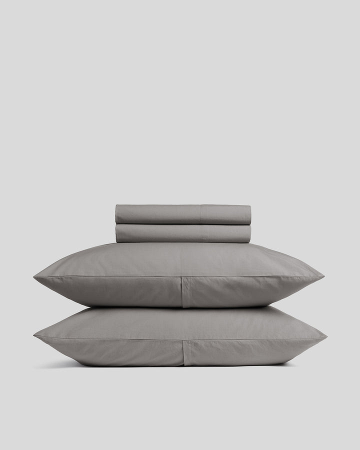Percale Sheet Set - Pebble F/Q