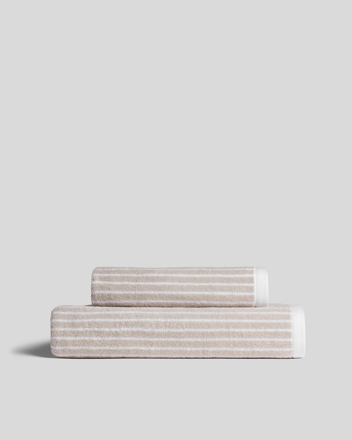 Pinstripe Towels (Bone and White)