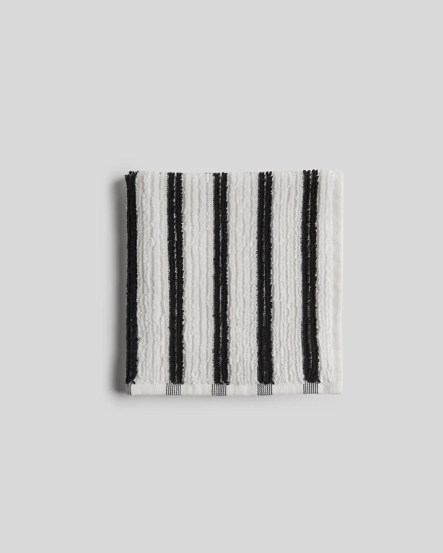 Organic Resort Stripe Towels - FINAL SALE (Plaster with Soft Black) - Washcloth / Plaster with Soft Black