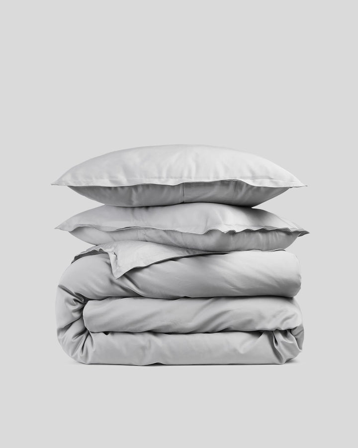 Sateen Duvet Cover Set - Light Grey K/CK