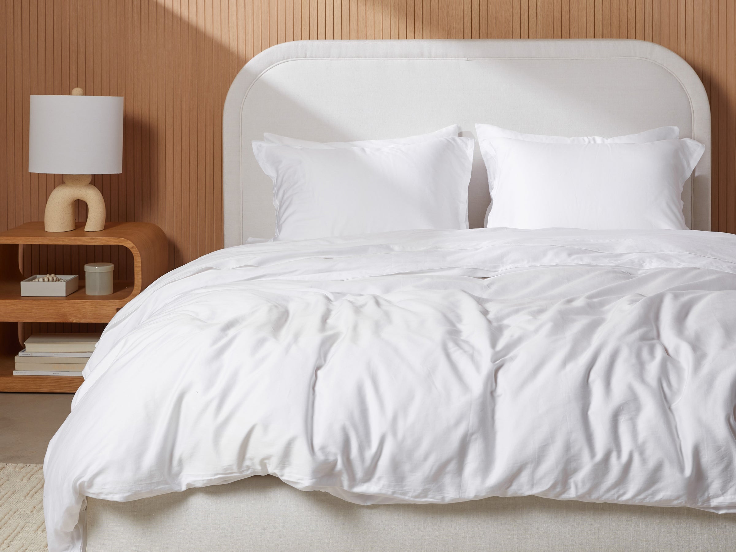 Sateen Duvet Cover Set - White F/Q – Parachute Home