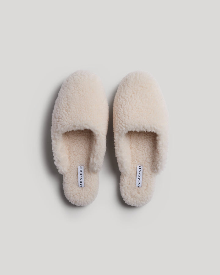 Shearling Wool Lounge Slippers (Natural)