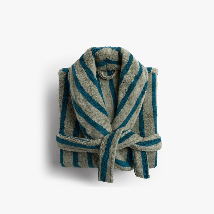 Terry Stripe Robe (Moss and Peacock)