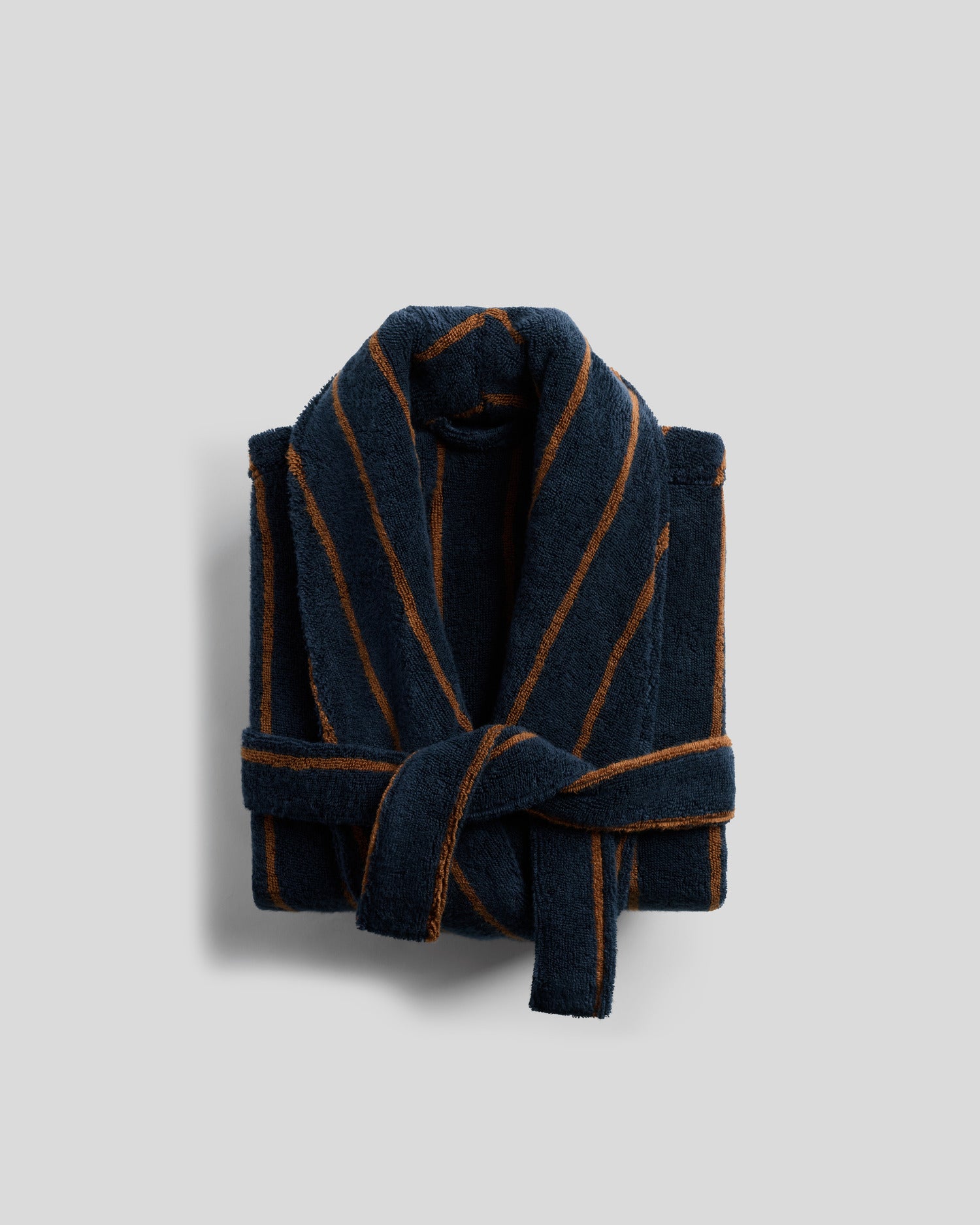 Turkish Cotton Stripe Robe - Small / Ink with Tobacco