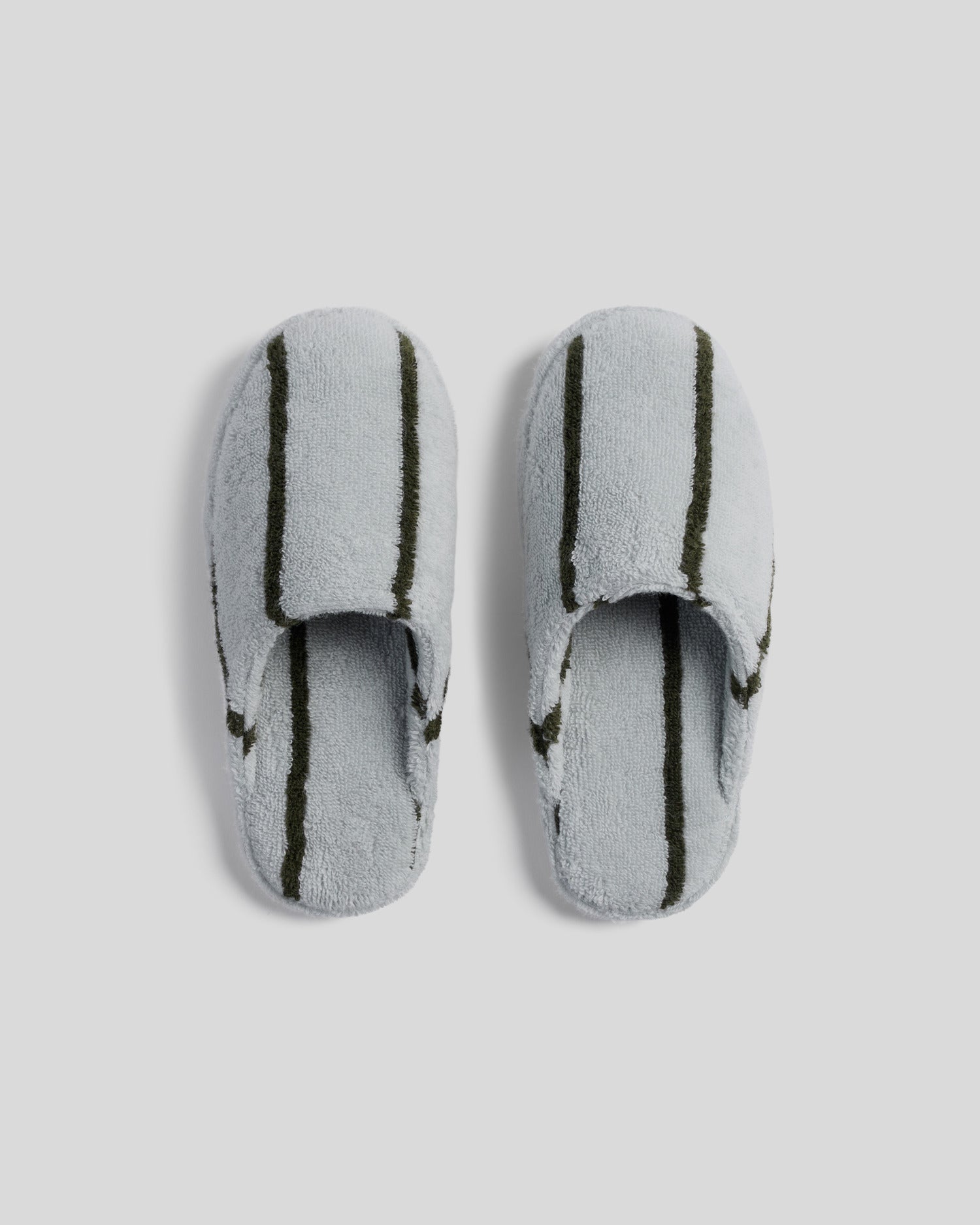Turkish Cotton Stripe Slippers (Sky with Evergreen)