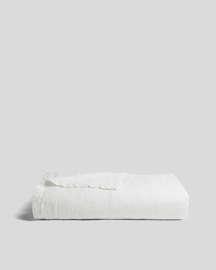 Vintage Linen Bed Blanket (Antique White)