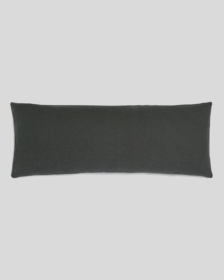 Vintage Linen Body Pillow Cover (Coal)