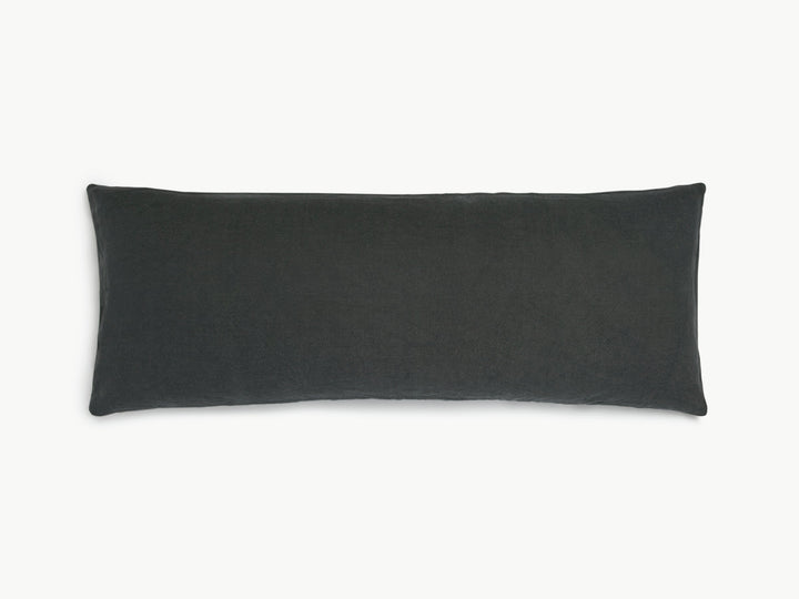 Vintage Linen Body Pillow Cover (Coal)
