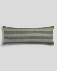 Vintage Linen Body Pillow Cover (Ink and Thyme Stripe)