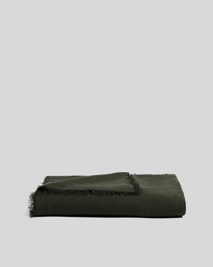 Vintage Linen Throw (Evergreen)