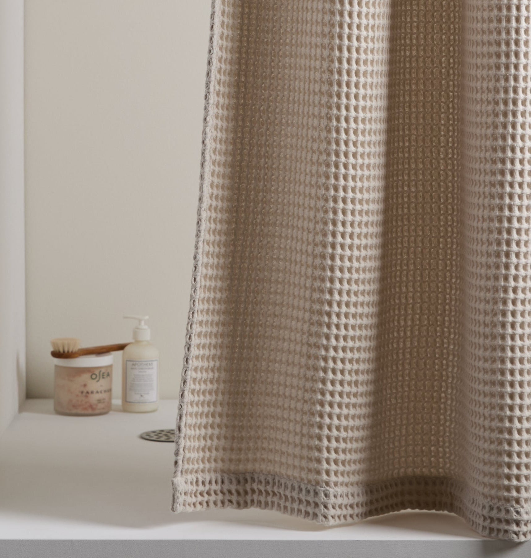 Waffle Shower Curtain (Bone) - Bone